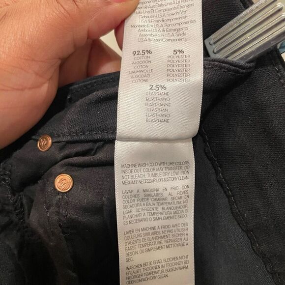 Mother Denim Womens Looker Ankle Fray Jeans 25 Black High Waisted Glitter Stripe - Picture 9 of 12